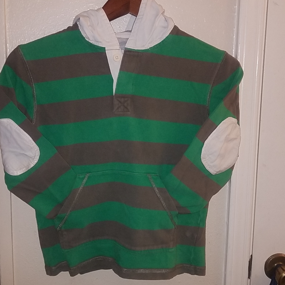 Green/Gray Striped Mini Boden Boys Everyday Hoodie